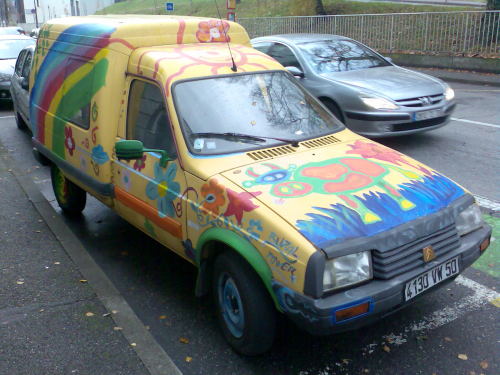 Une fleur qui cache la voiture.