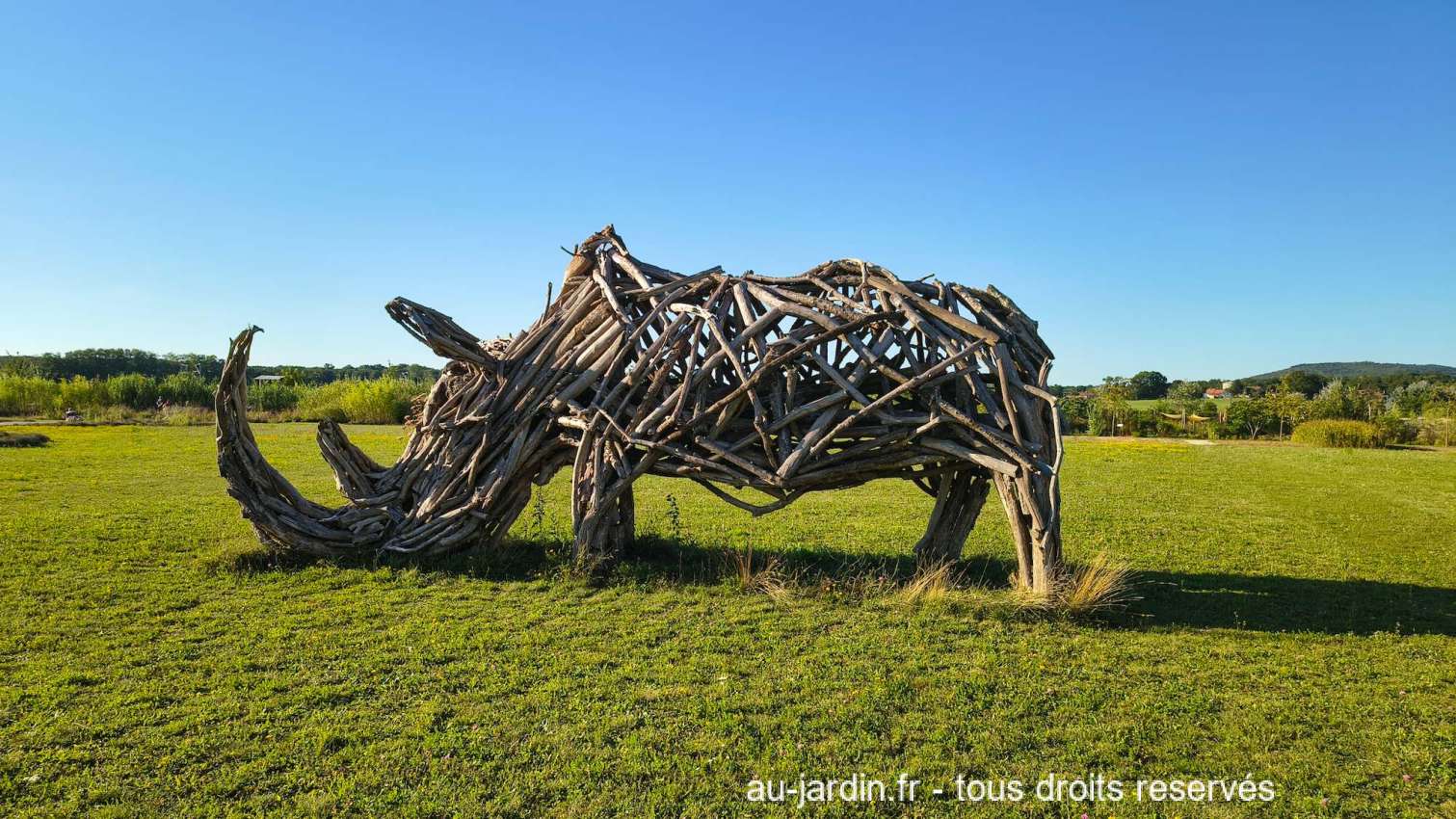 rhinocéros géant en bois flotté