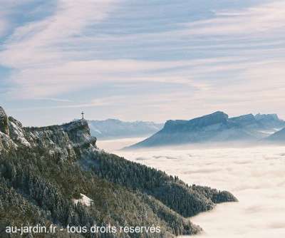 Vue d'hiver sur le Nivolet et sa croix