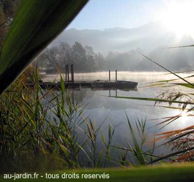 Lever de soleil sur un petit étang près de la Rochette en Savoie